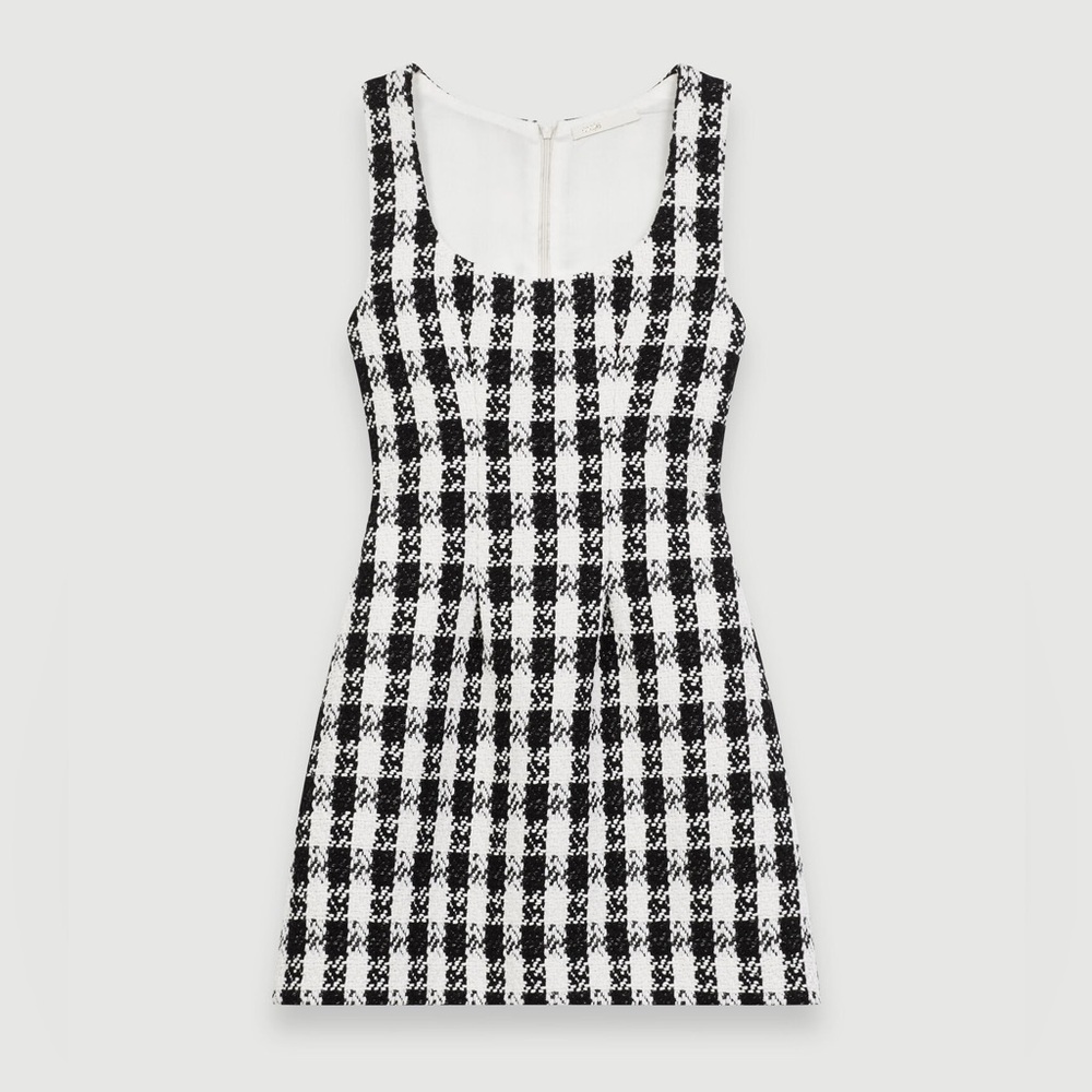 NWT Maje Rocky tweed checked black white dress (102)